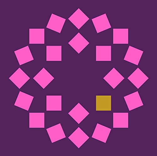 Pink squares arranged in a circle with one gold square.