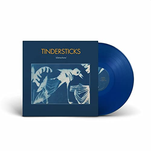 Blue vinyl record and album cover for Tindersticks’ “Distractions.”