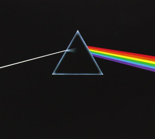 Black album cover with a prism dispersing a rainbow beam of light.