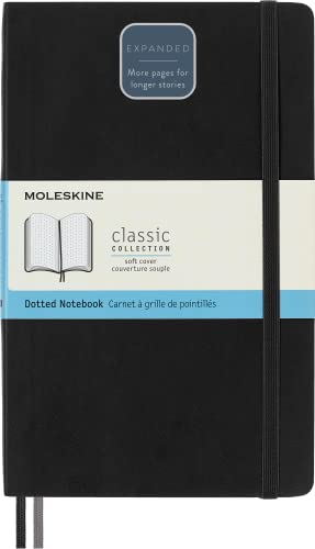 Moleskine - Classic Expanded Dotted Paper Notebook - Soft Cover and Elastic Closure Journal - Color Black - Size Large 13 x 21 A5 - 400 Pages
