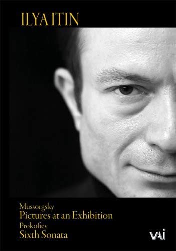 Black and white portrait of pianist Ilya Itin, DVD cover art.