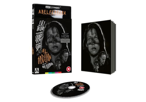 The Addiction 4K Ultra HD Blu-ray case, booklet, and disc with monochrome cover art.