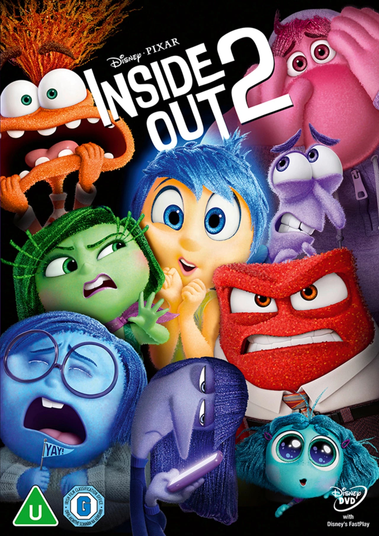 Inside Out 2 DVD cover featuring the anxious emotion, Anxiety.