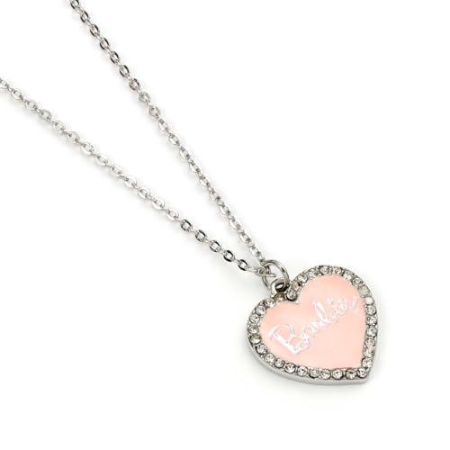 Barbie Pink Enamel Heart Pendant Necklace With Crystal