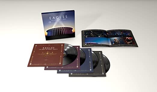 Eagles "Live From The Forum MMXVIII" vinyl record set displayed open.