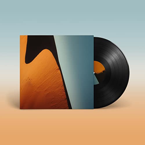 Vinyl record with abstract orange and blue cover art.