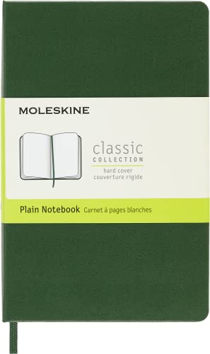 Moleskine Classic Plain Paper Notebook, Hard Cover and Elastic Closure Journal, Color Myrtle Green, Size Pocket 9 x 14 cm, 192 Pages