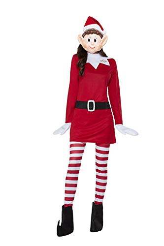 Smiffys 52243L Officially Licensed Elves Behavin' Badly Ladies Elf Costume, Women, Red & White, L - UK Size 16-18