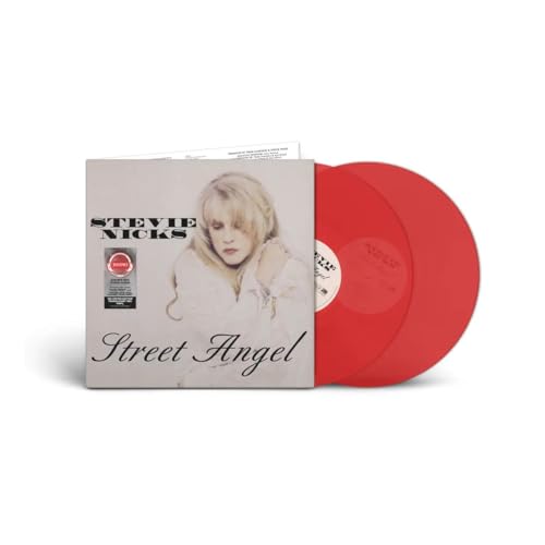 Stevie Nicks “Street Angel” vinyl record with red disc, side view.