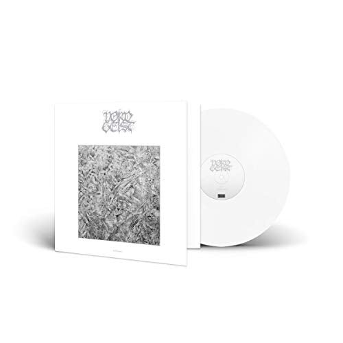 White vinyl record and album cover with abstract grayscale image.