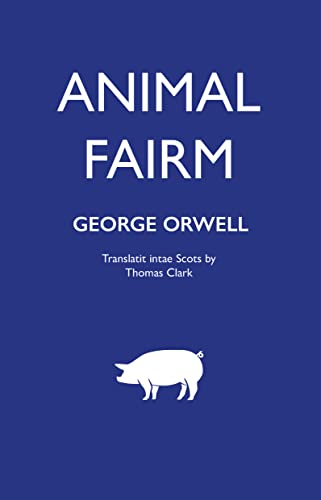 Blue book cover with white text "Animal Fairm" and a pig illustration.
