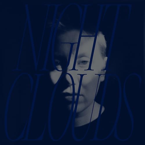 Dark blue album cover featuring a portrait with overlaid text.