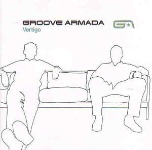 CD cover for Groove Armada’s “Vertigo” featuring two outlined figures on a sofa.
