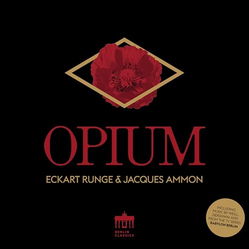 CD cover: red poppy, gold geometric design, and text "Opium" by Runge & Ammon.