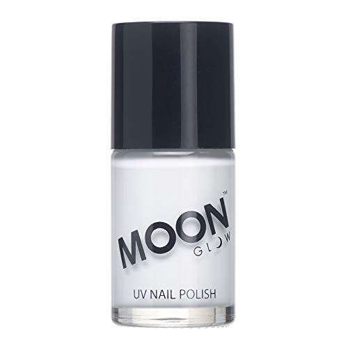 Neon UV Nail Polish by Moon Glow - White - Bright Neon Nail Varnish - Glows under UV - 14ml