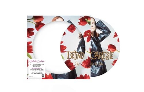 Belinda Carlisle picture disc vinyl featuring the artist and red tulips on white background.