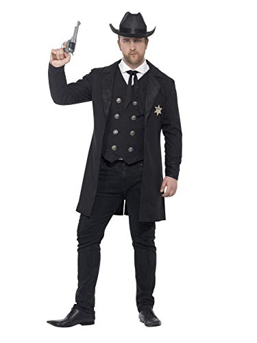 Smiffys Curves Sheriff Costume, Black, L - Size 42"-44"