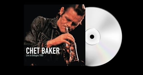 Chet Baker playing trumpet on the cover of Live in Bologna 1985 CD.