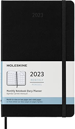 Moleskine Monthly Planner 2023, 12-Month Diary, Monthly Notebook with Hard Cover, XL Size 13 x 21 cm, Colour Black