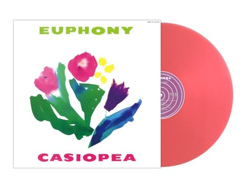 Casiopea "Euphony" vinyl record with floral album art and pink disc.