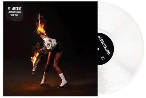 St. Vincent “All Born Screaming” vinyl record with fiery album art.