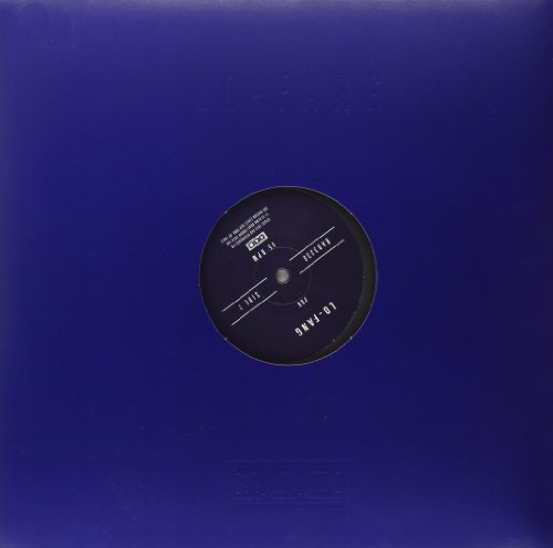 Dark blue vinyl record with black label, centered in a sleeve.