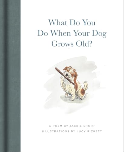 Book cover with watercolor illustration of a dog holding a stick.