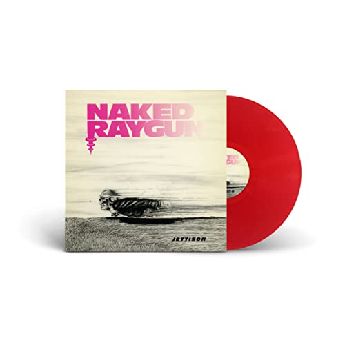Naked Raygun "Jettison" vinyl record with red disc and cover art.