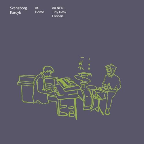 Line drawing of two musicians performing at a Tiny Desk Concert.