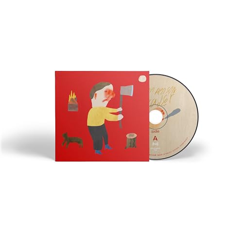 Red CD case with illustrated figure holding an axe, alongside a CD.
