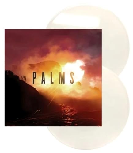 Palms" vinyl record with a sunset seascape album cover and two white discs.