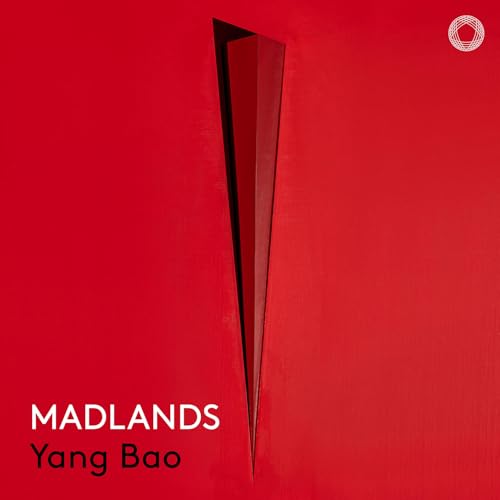 Red album cover with a sharp, dark red geometric shape and text: "Madlands".