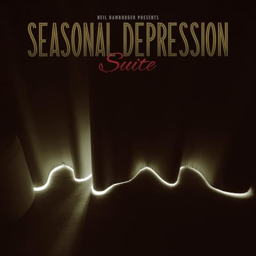 Album cover with text over dark curtains illuminated from below by a bright light.