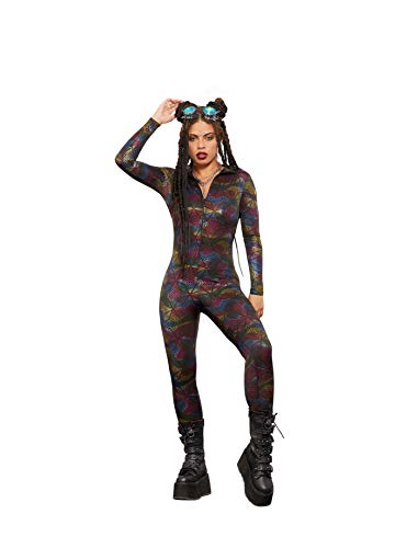 Smiffys Fever Miss Whiplash Geometric Print Catsuit