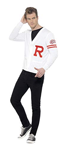 Smiffys "Men's Official Grease Rydell" Costume (Large), White, L - Size 42"-44"