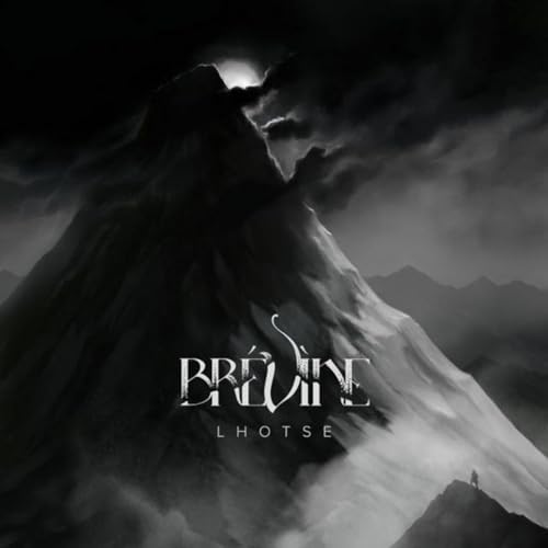 Black and white album cover depicting a snow-covered mountain peak.