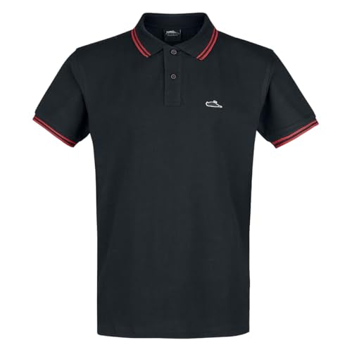 Atticus - Classic Badge Unisex Black Red Tipped Polo Small