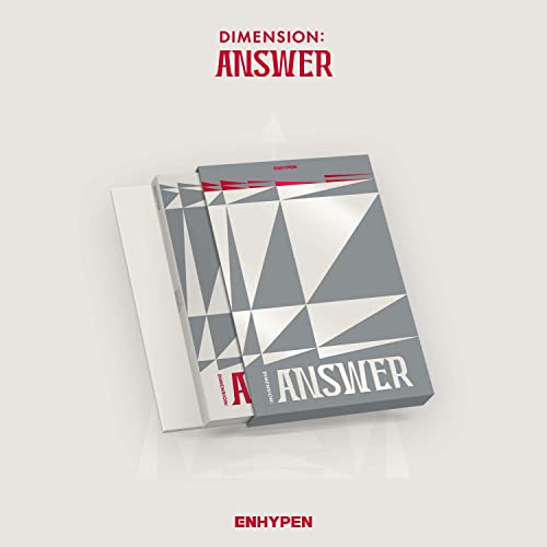 ENHYPEN album “DIMENSION : ANSWER” with geometric patterned packaging.