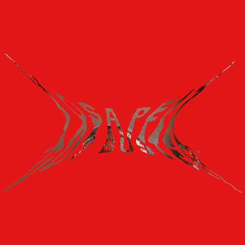 Red background with distorted, silver text reading "YOSA PEIT" across the center.