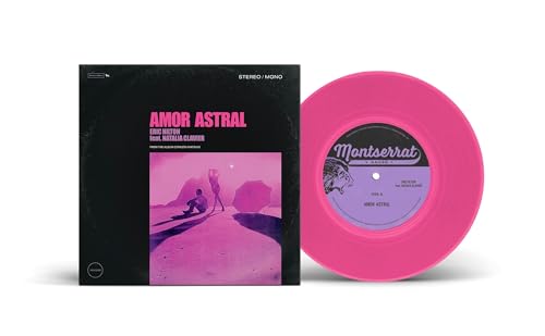 Pink vinyl record and black sleeve with desert landscape image.