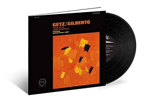 Getz/Gilberto vinyl record album cover with an orange abstract art square on black.