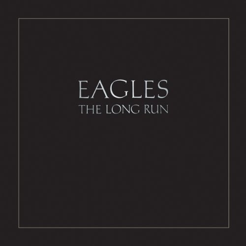 Black album cover with white text: "EAGLES The Long Run".