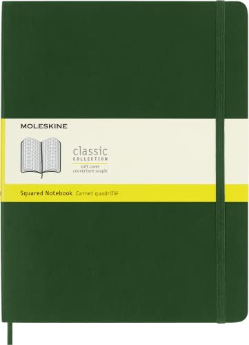 Moleskine Classic Squared Paper Notebook - Soft Cover and Elastic Closure Journal - Color Myrtle Green - X- Large 19 x 25 A4 - 192 Pages