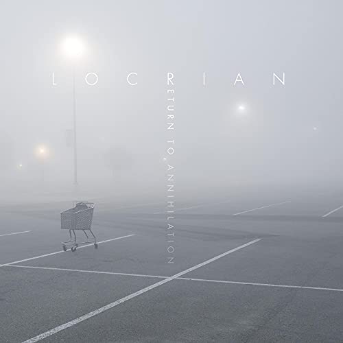 CD cover: foggy parking lot with a shopping cart, stark white text.
