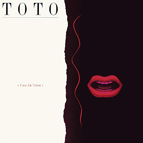Totoās āIsolationā vinyl album cover: red lips on black and white background.