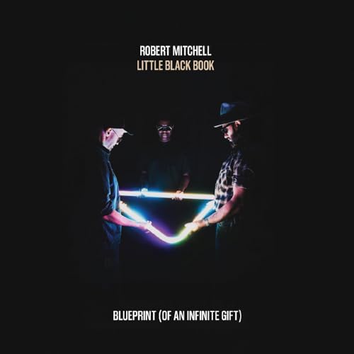 Robert Mitchell album cover: three figures with light trails, dark background.