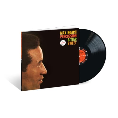 Max Roach album cover and vinyl record, portrait of a man.