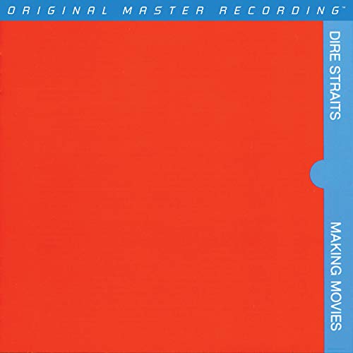 Red album cover for Dire Straits’ “Making Movies” with blue text.