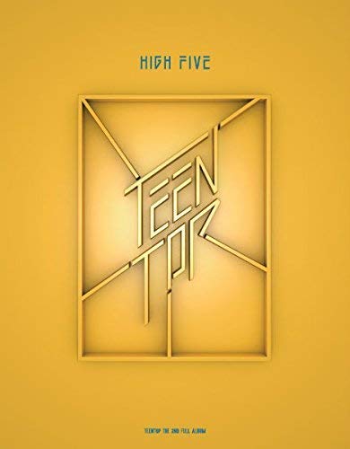 Yellow album cover with geometric “TEEN TOP” lettering and “HIGH FIVE” text.