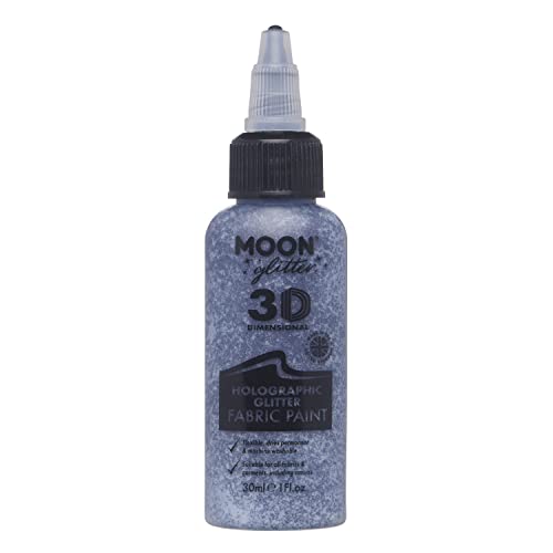 Moon Glitter - Holographic Glitter 3D Fabric Paint - 30ml - Black - Textile paint for clothes, t-shirts, bags, shoes & canvas